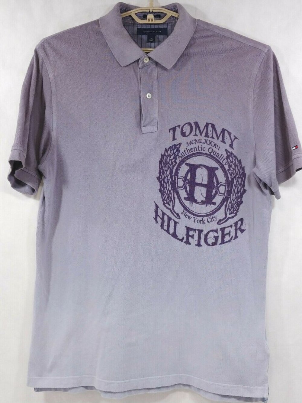 Tommy Hilfiger Shirt Golf Polo Mens XL Hand Dyed Gray Gradient Wash Pique Cotton